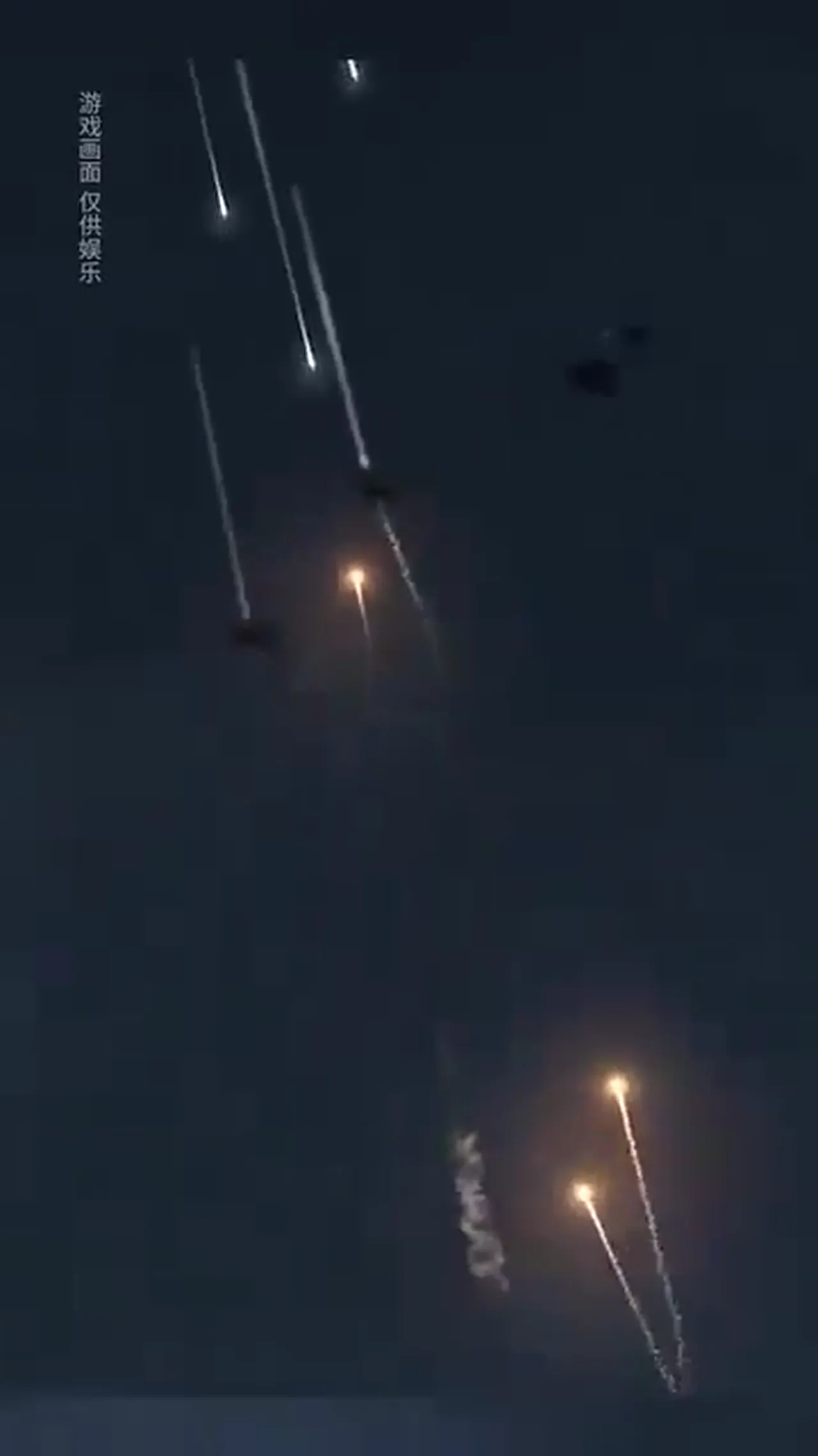 Missiles sent from Iran being intercepted by the Iron Dome in Israel